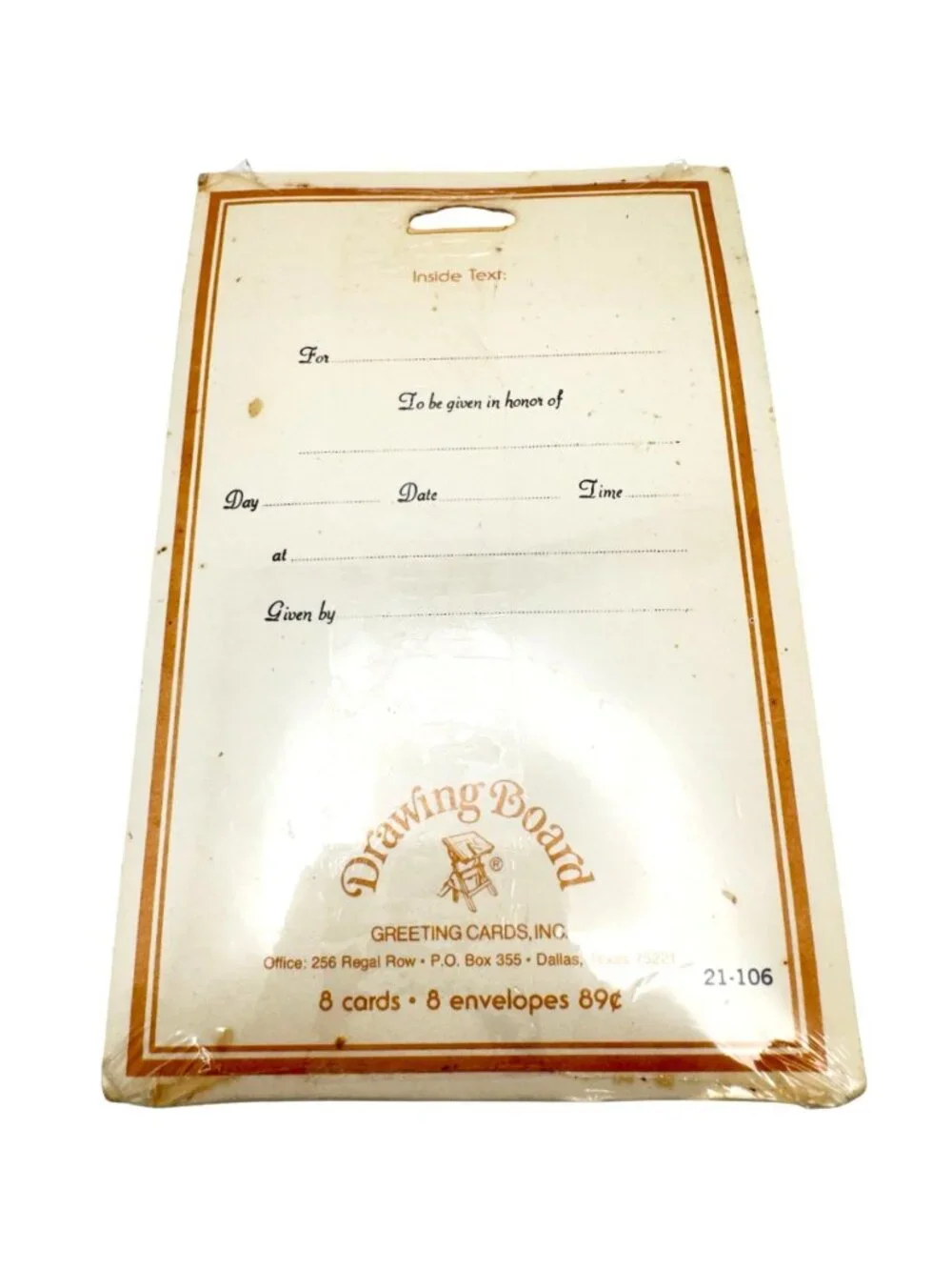 Vtg Drawing Board You Are Invited Cards Envelopes Yellow Floral Bell Set Of 8